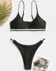 Women Striped Trim Swimwear Thong Bikinis Women Striped Trim Swimwear Thong Bikinis