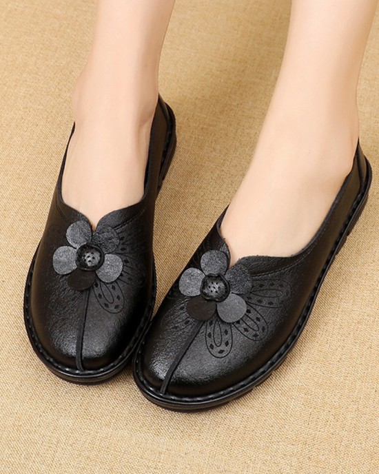 Women Brief Vintage Floral Pattern Round Toe Soft Sole Comfy Flats Women Brief Vintage Floral Pattern Round Toe Soft Sole Comfy Flats