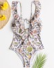 Women Design Floral Print String Ruffles Straps One Piece Backless Swimwear Women Design Floral Print String Ruffles Straps One Piece Backless Swimwear
