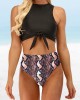 Women Leopard Print Tie Front High Neck Hot High Waist Bikini Women Leopard Print Tie Front High Neck Hot High Waist Bikini