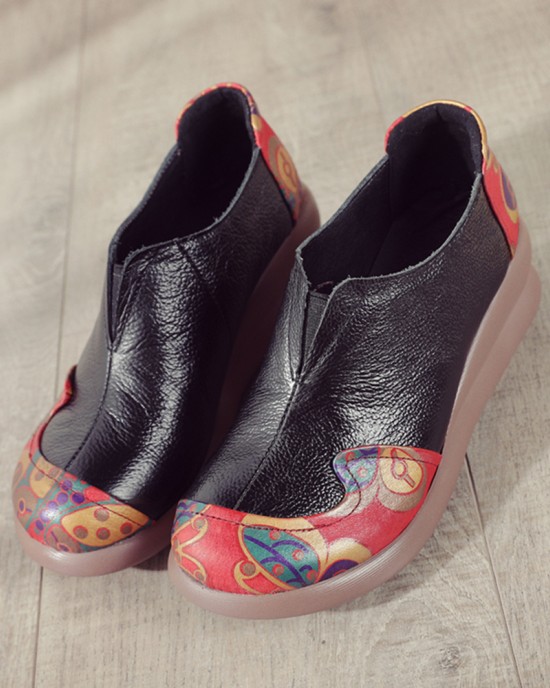 Women Retro Ethnic Floral Pattern Splicing Lightweight Slip Resistant Wedges Women Retro Ethnic Floral Pattern Splicing Lightweight Slip Resistant Wedges