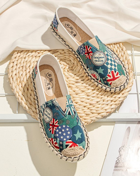Women Pattern Slip On Comfy Hand Stitching Casual Flat Loafers Shoes Women Pattern Slip On Comfy Hand Stitching Casual Flat Loafers Shoes