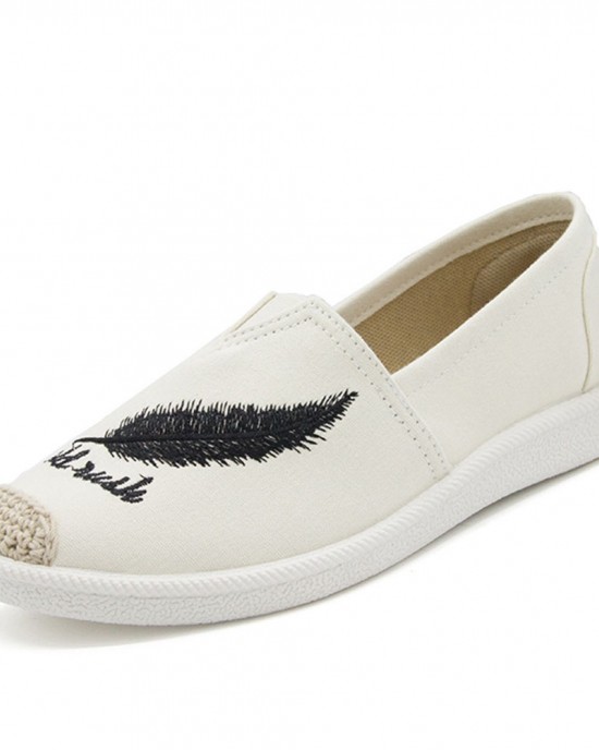 Women Pattern Embroidery Comfy Slip On Casual Canvas Flat Shoes Women Pattern Embroidery Comfy Slip On Casual Canvas Flat Shoes