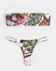 Women Tropical Print Bandeau Bikini Thong Backless Swimsuit Women Tropical Print Bandeau Bikini Thong Backless Swimsuit