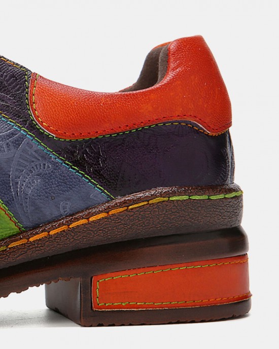 Casual Lace Up Rainbow Print Stitching Loafers Shoes Women’s Leather Comfy Flats Casual Lace Up Rainbow Print Stitching Loafers Shoes Women’s Leather Comfy Flats