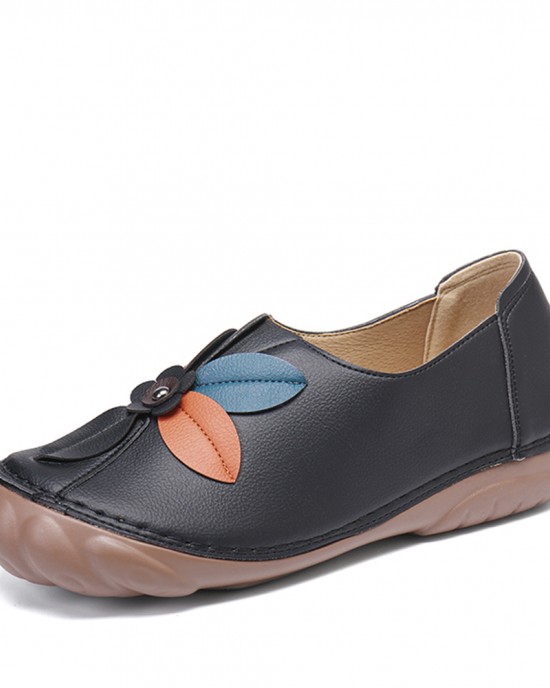 Women Retro Flower Stitching Comfy Round Toe Slip On Flat Loafers Shoes Women Retro Flower Stitching Comfy Round Toe Slip On Flat Loafers Shoes