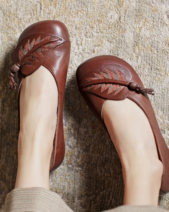 Women Retro Folkways Pattern Round Toe Soft Sole Comfy Flats Casual Shoes Women Retro Folkways Pattern Round Toe Soft Sole Comfy Flats Casual Shoes