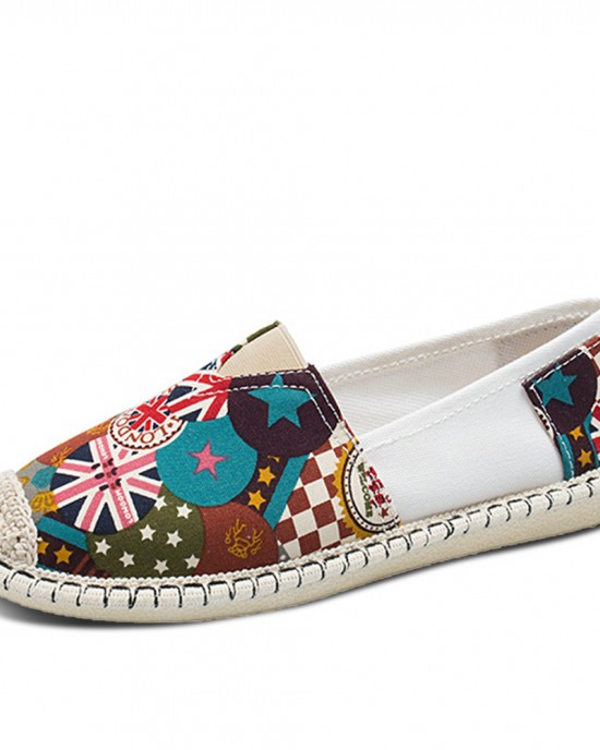 Women Pattern Slip On Comfy Hand Stitching Casual Flat Loafers Shoes Women Pattern Slip On Comfy Hand Stitching Casual Flat Loafers Shoes